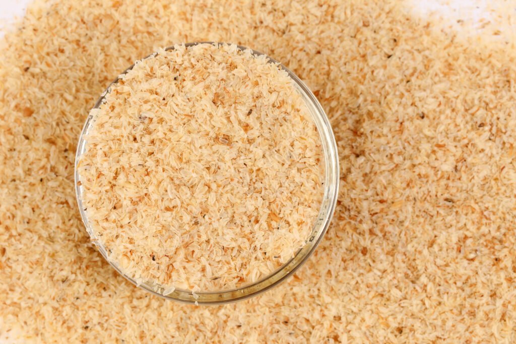 psyllium husk isobgol on white background